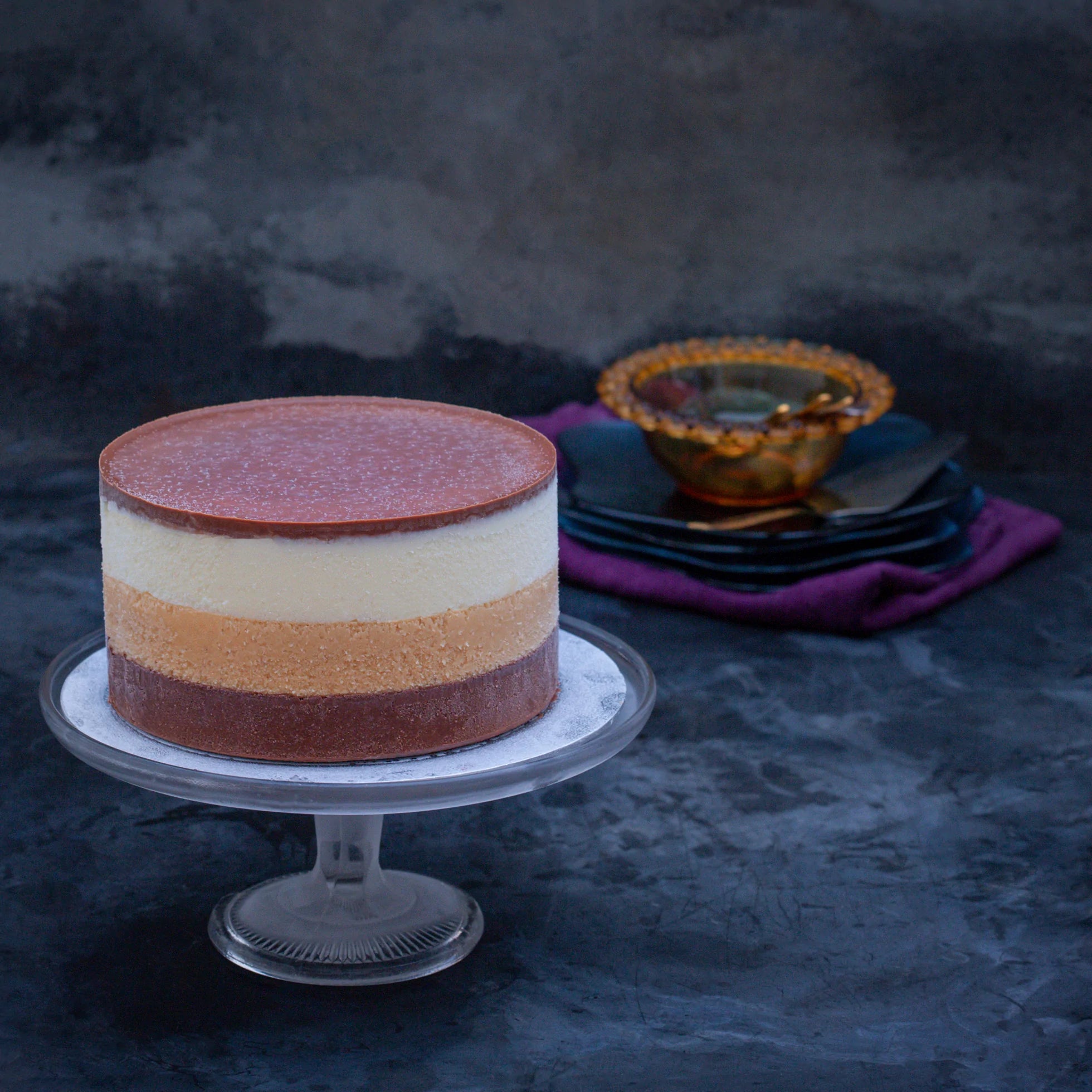 Uncle Horace Ice Cream Cake with chocolate ganache topping