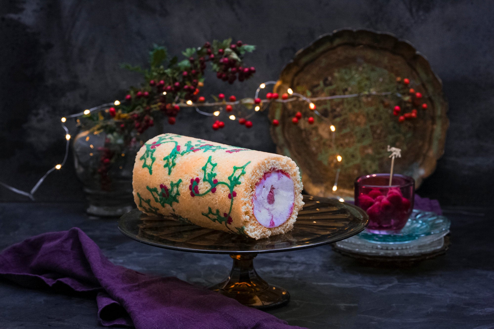 KITCHEN DIARIES: Decorating an Antarctic Holly Roll - Ruby Violet Ice Cream & Sorbet