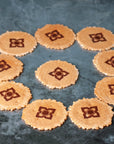 Ruby Violet branded wafers in a circle