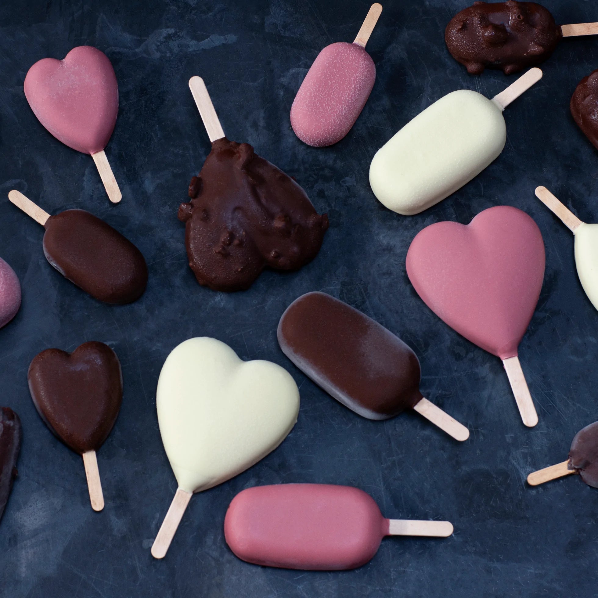 Assorted ice creams on sticks