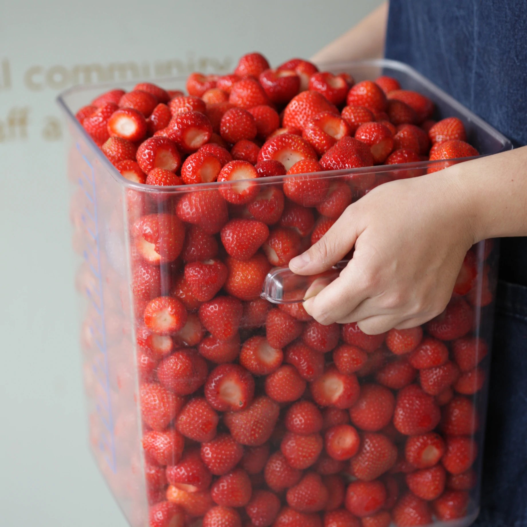 British strawberries during preparation