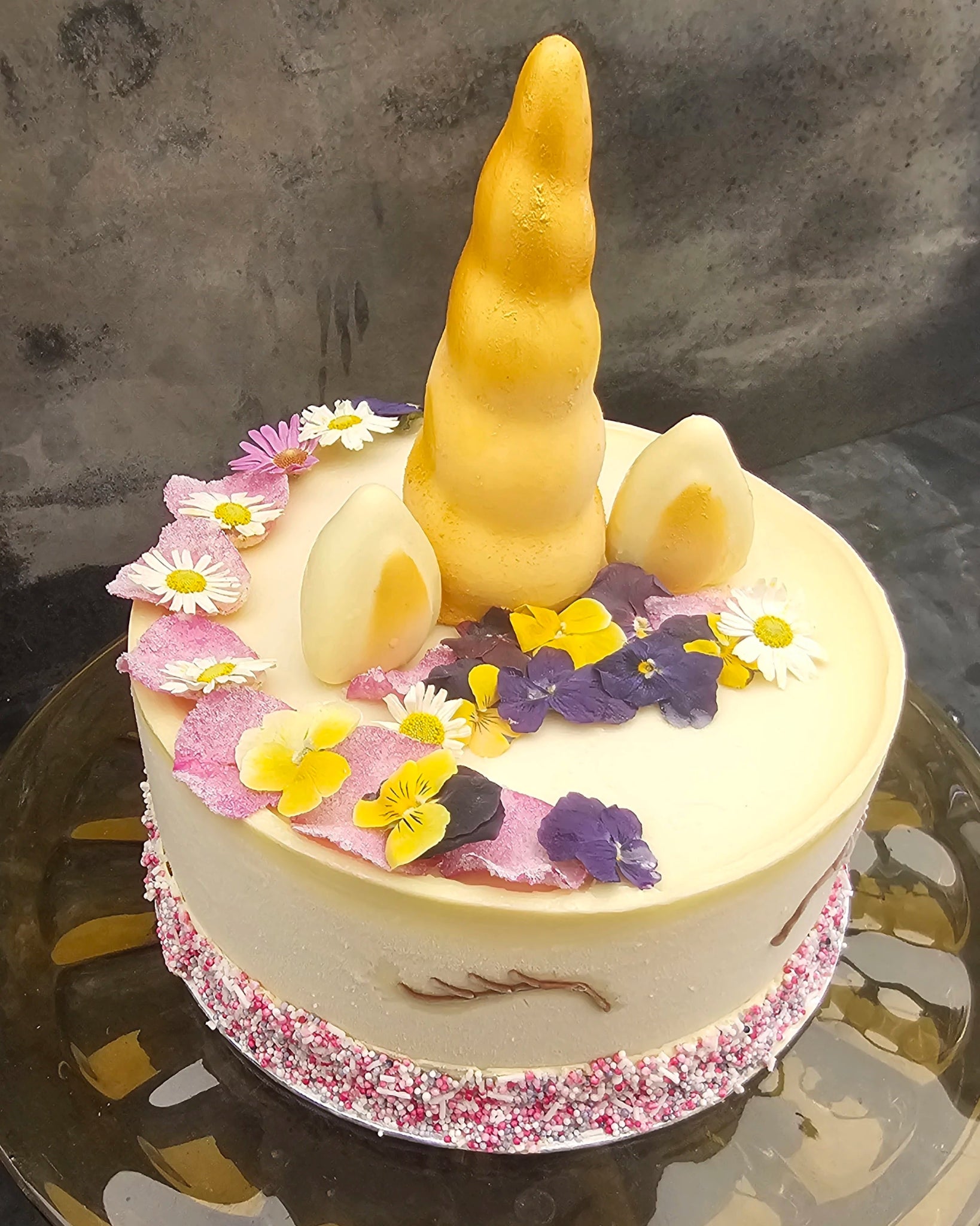 Unicorn cake seen from above